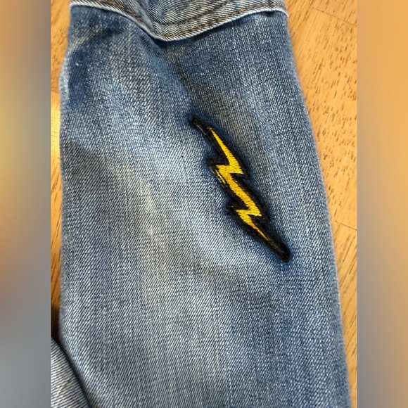 Ring Of Fire Men’s Jean Denim Jacket Retro Style Patches Size Medium - Picture 7 of 10